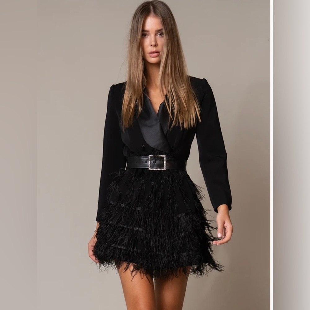 ZCRAVE fifth ave feathers blazer dress